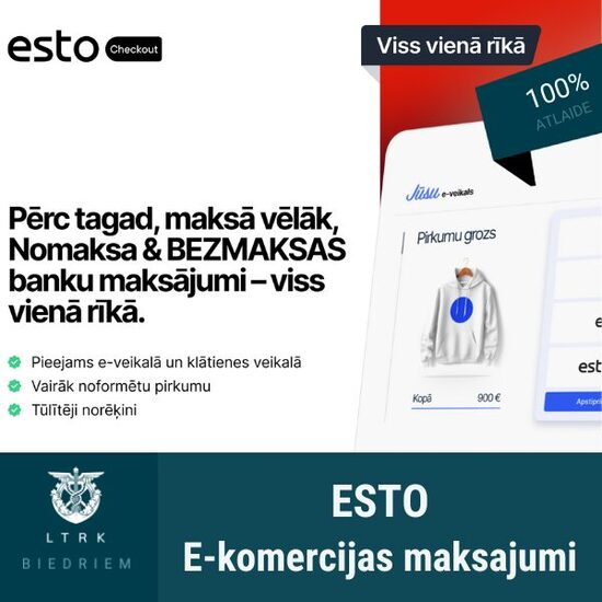 Bezmaksas 3 meneši e-komercijas maksajumu platformā ESTO